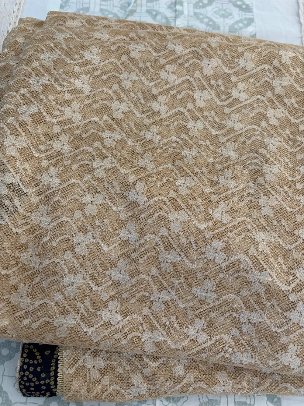Neutral Beige Lace Throw - Elegant Home Accent